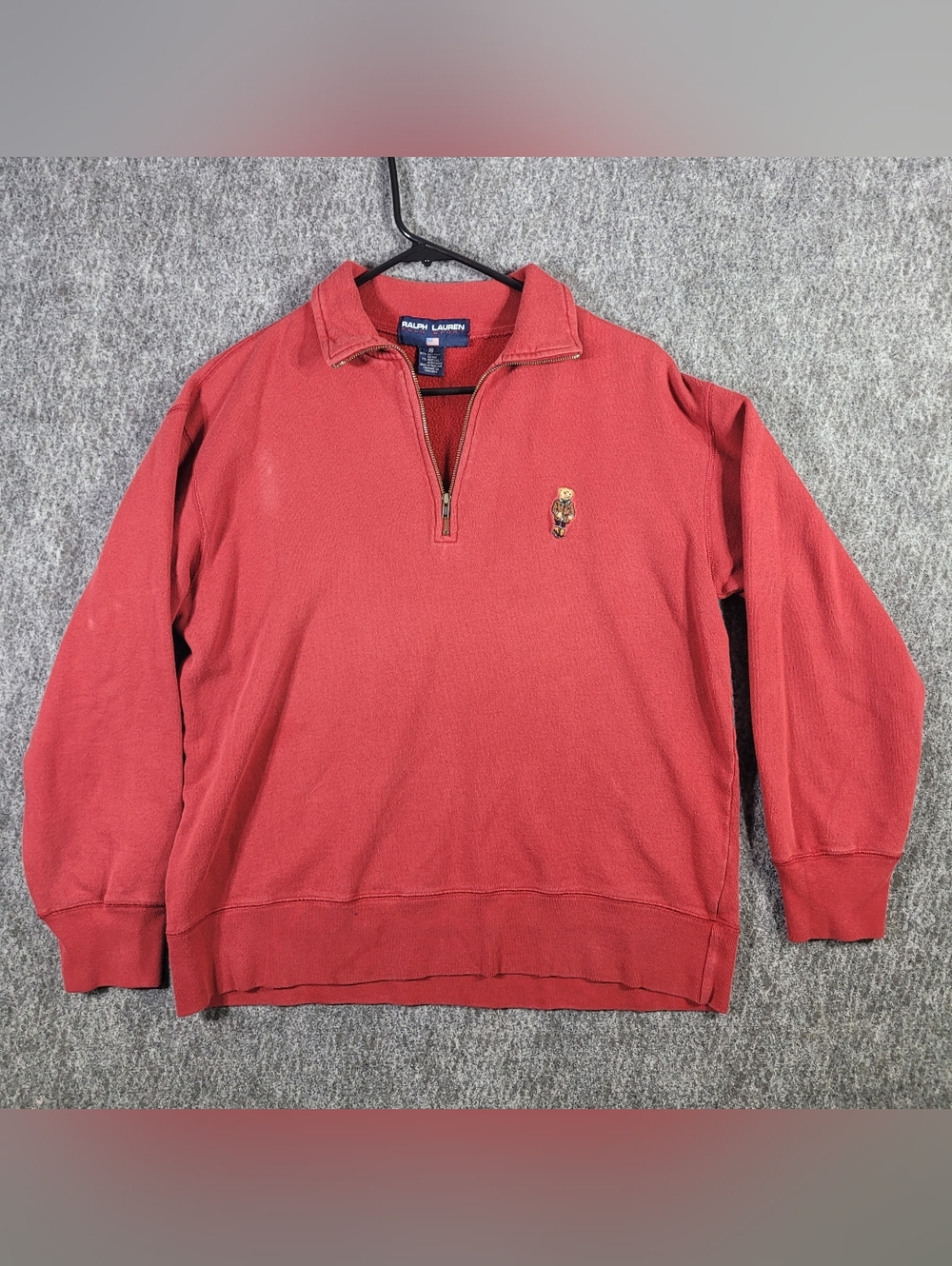 Vintage Polo Sport Ralph Lauren Polo Bear 1/4 Zip Pullover Red Size S